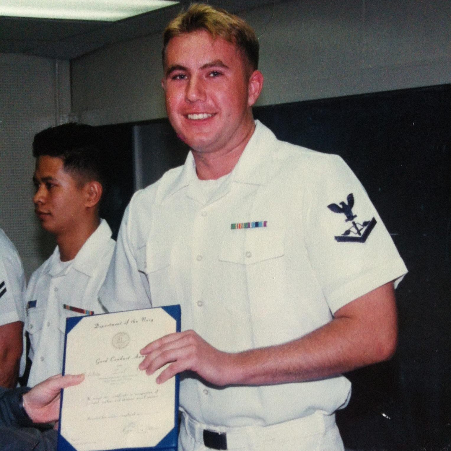 Dustin Luke Kay, professionally known as Luke Kay, during his United States Navy service